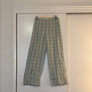 Princess Polly Plaid Trousers - Green and White